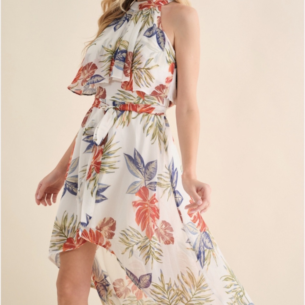 Floral Halter Neck Maxi Dress